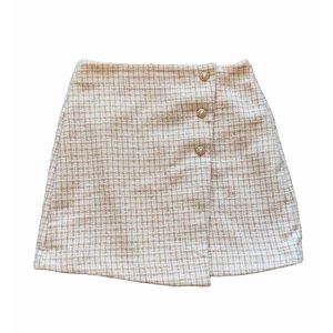 Mark New York Andrew Mark Women’s Tweed Plaid Skirt Latte/White Size 8 Lined NWT